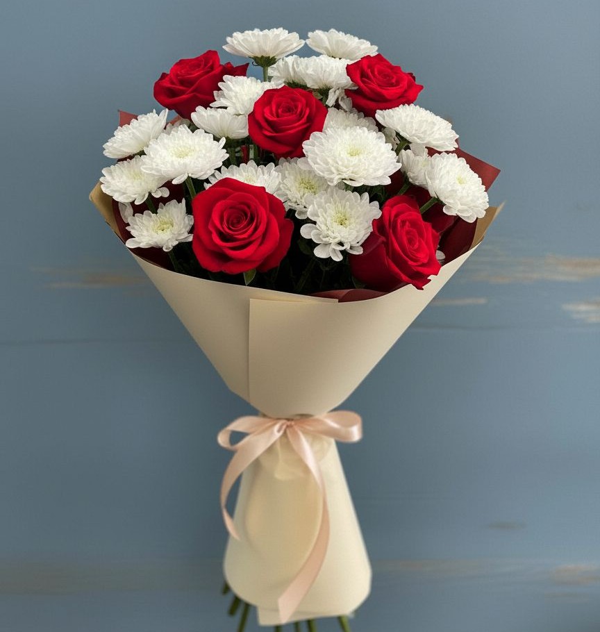 Букет цветов из: Розы и Хризантемы в Итатский