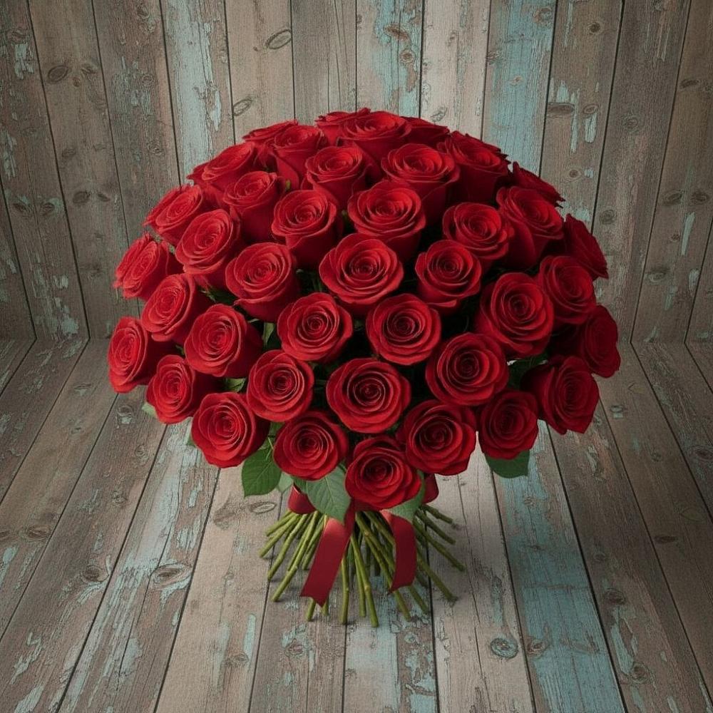 Букет 55 Красных роз Фридом в Итатский