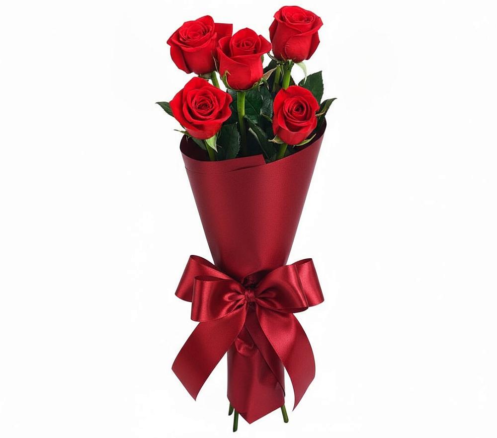 Букет 5 Красных роз Эдлесс Лав в Итатский