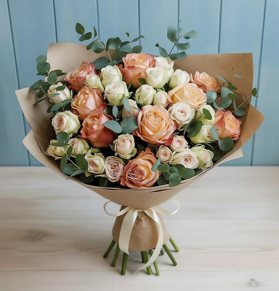 Букет цветов из: Альстромерии и Розы в Итатский