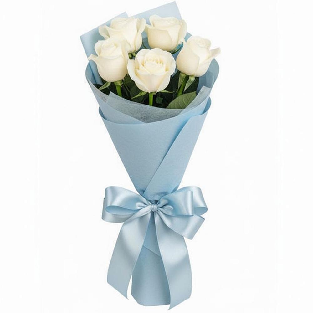 Букет 5 Белых роз Проуд в Итатский