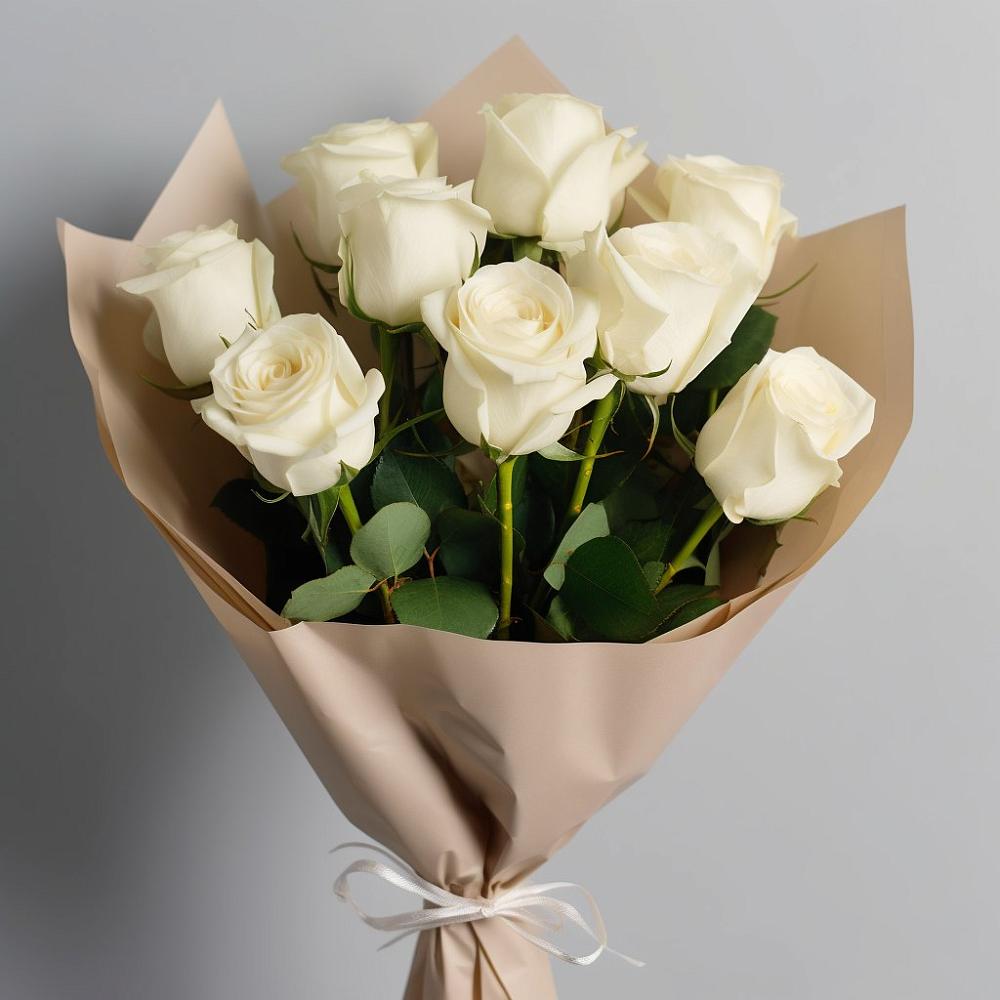 Букет 9 Белых роз Эдлесс Лав в Итатский