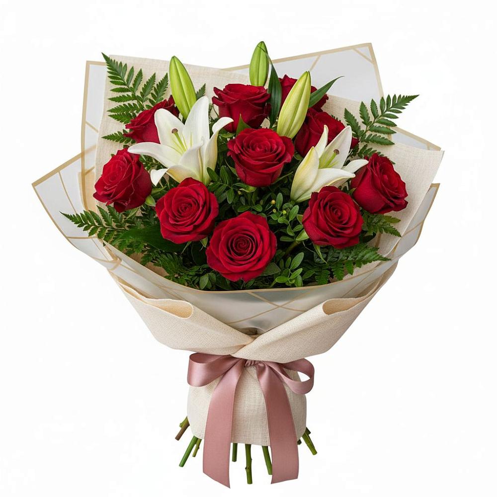 Букет цветов из: Лилии и Розы в Итатский