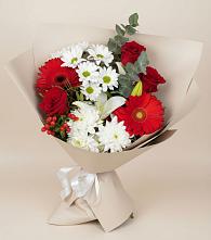 Букет цветов из:  Розы, Хризантемы, Герберы и Лилии в Итатский