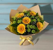 Букет цветов из:  Герберы и Хризантемы в Итатский