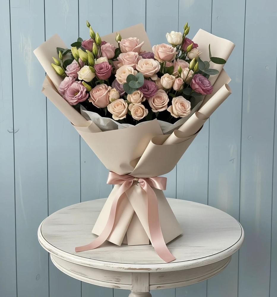 Букет цветов из: Розы и Лизиантусы в Итатский