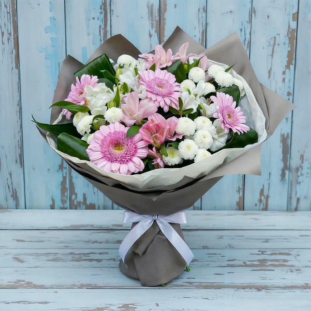Букет цветов из: Герберы, Альстромерии и Хризантемы в Итатский