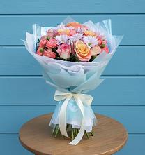 Букет цветов из:  Хризантемы и Розы в Итатский