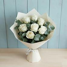 Букет Белые розы в Эвкалипте #REPLACE_PRED# Итатский